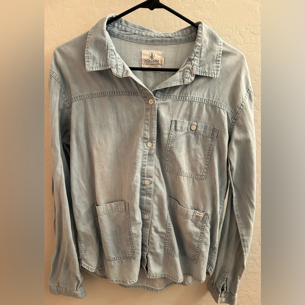 Volcom Distressed Denim Button Up Shirt